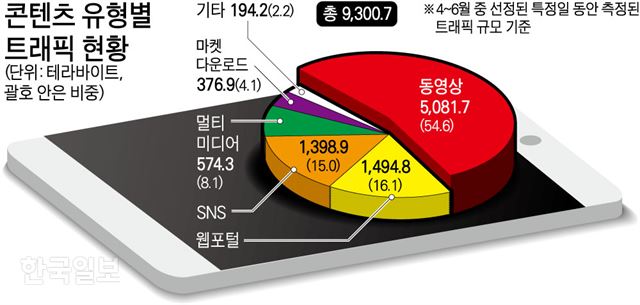 콘텐츠 유형별 트래픽 현황. 그래픽=강준구 기자