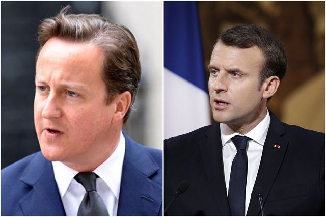 유럽판 40대 기수인 데이비드 캐머런(왼쪽) 전 영국 총리와 에마뉘엘 마크롱 프랑스 대통령. 한국일보 자료사진