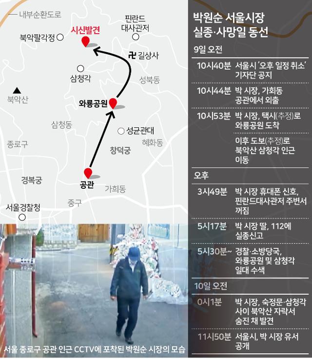 박원순 서울시장 실종사망일 동선. 송정근 기자