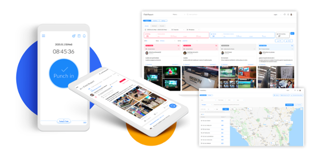 샤플앤컴퍼니가 개발한 샤플 앱은 AI가 안면인식을 분석하고 와이파이를 통한 위치확인으로 근태관리를 한다. 샤플앤컴퍼니 제공