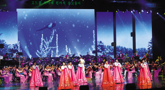 평창동계올림픽 북한 참가를 기념해 한국을 방문한 삼지연 관현악단. [사진=공동취재단]