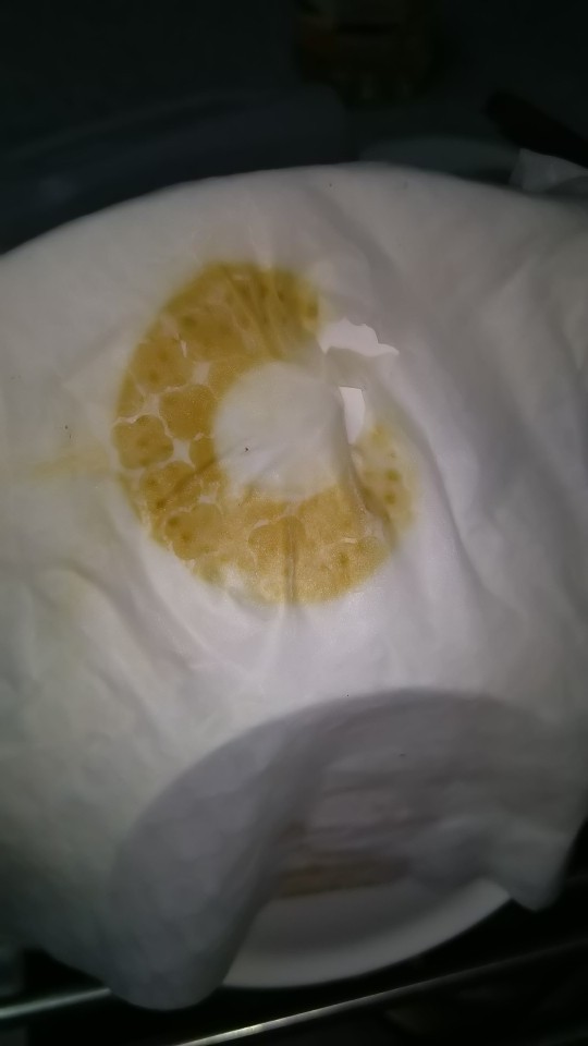 수도꼭지에서 묻어난 갈색 물질. [독자제공]