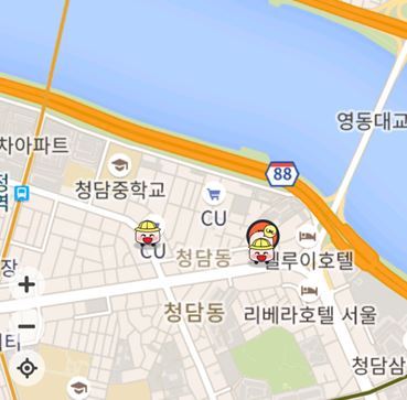 강남경찰서 경찰관들의 음주운전 단속 장소가 표시된 한 애플리케이션 모습.