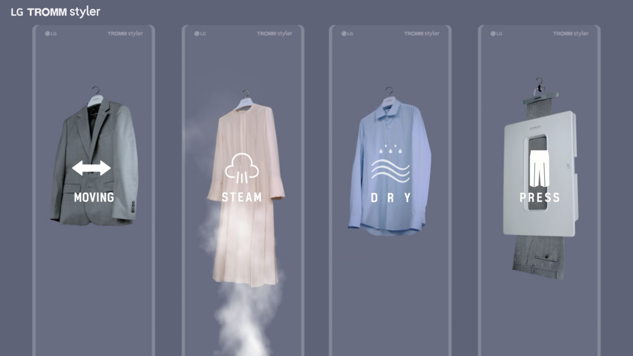 LG 트롬 스타일러 광고영상 캡처.[LG전자 제공]LG 생활가전의 차별화된 기술을 집약한 스타일러는 연구개발에만 9년이 소요됐고, 관련 특허는 200여개에 이른다. LG전자는 한국, 미국, 일본, 중국, 독일 등 10여 국가에 스타일러를 출시하고 글로벌 시장에서 신개념 의류관리문화를 전파하고 있다.LG전자의 의류관리기 ‘트롬 스타일러’.[LG전자 제공]