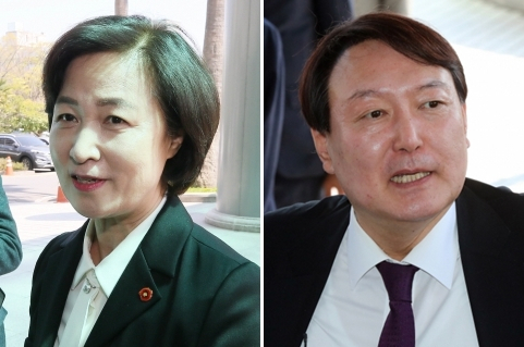 추미애 법무부 장관(왼쪽)과 윤석열 검찰총장.