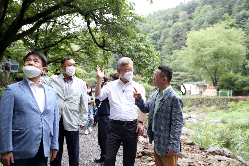 청정계곡 만들기위해 가평, 용추계곡을 찾은 이재명 경기도지사. [경기도 제공]
