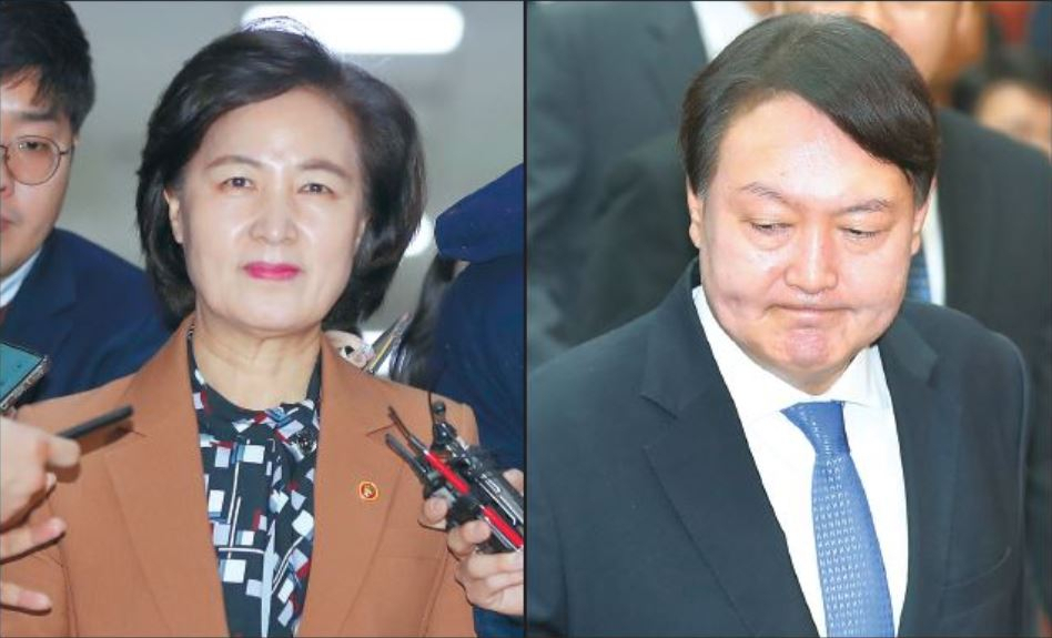 추미애 법무부 장관(왼쪽)과 윤석열 검찰총장.