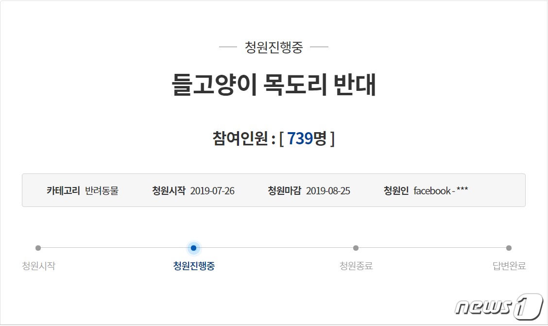 들고양이 목도리를 반대하는 국민청원 © 뉴스1