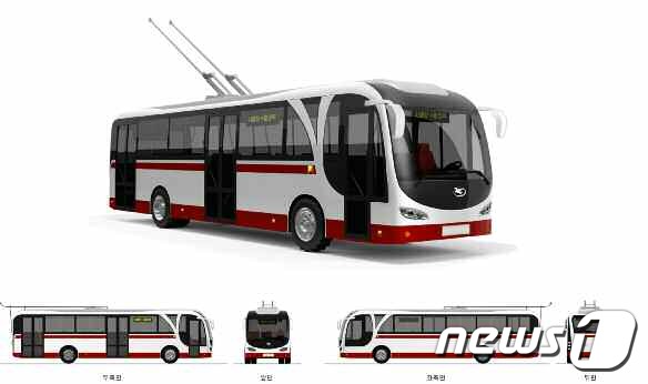 (평양 노동신문=뉴스1) = 북한 노동당 기관지 노동신문은 5일 '우리 식의 특색있는 도안들'이라며 무궤도전차 형태 도안을 공개했다. 신문은 "차체의 전반적인 형태를 굴곡미가 나게 한 것이 특징적이라고 볼 수 있다＂고 소개했다. [국내에서만 사용가능. 재배포 금지. DB 금지. For Use Only in the Republic of Korea. Redistribution Prohibited] rodongphoto@news1.kr