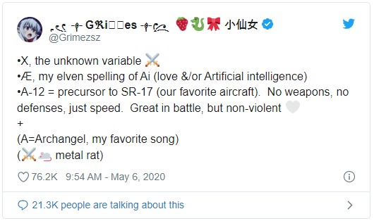 그라임스 트위터 갈무리 © 뉴스1