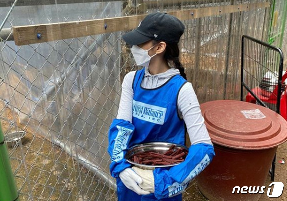 배우 한승연은 17일 경기도 포천시 유기동물보호소에서 봉사활동을 진행했다. © 뉴스1