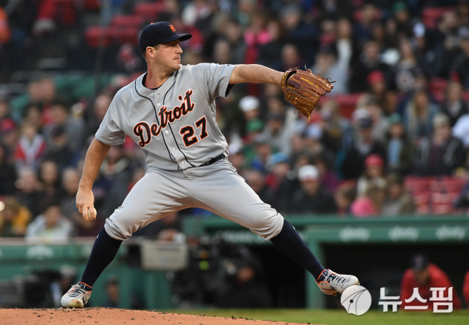 디트로이트 선발투수 조던 짐머맨이 피칭하고 있다. [사진=로이터 뉴스핌]