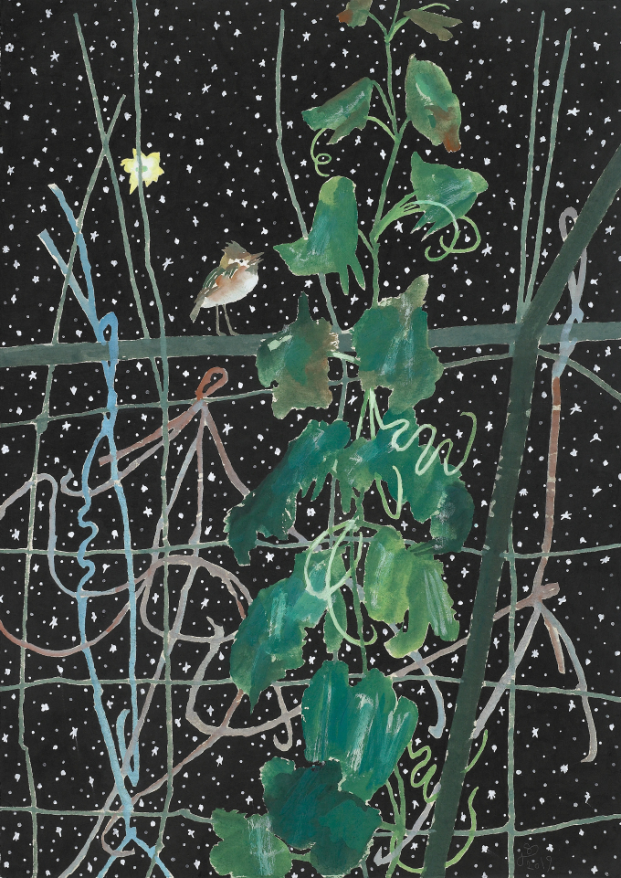 [서울=뉴스핌] 이현경 기자 = 별을 보여드립니다 - 담쟁이 1 I Will Show You the Stars - Ivy 1, 2019, 장지에 먹, 분채 Ink, color pigment on Jangji, 108x76cm [사진=학고재] 2020.01.22 89hklee@newspim.com