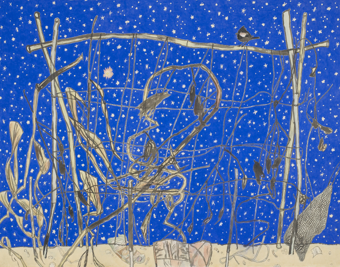 [서울=뉴스핌] 이현경 기자 = 14. 별을 보여드립니다 - 호박 I Will Show You the Stars - Pumpkin, 2019, 장지에 먹, 분채 Ink, color pigment on Jangji, 138x178cm [사진=학고재] 2020.01.22 89hklee@newspim.com