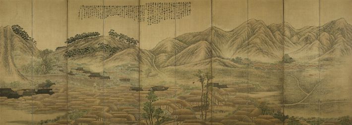영광풍경(靈光風景. 안중식, 1915년, 비단에 엷은 색,170.0×473.0cm, 삼성미술관 Leeum)
