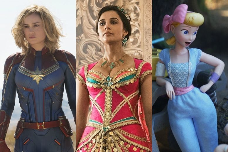 왼쪽부터 '캡틴 마블'의 캡틴 마블, '알라딘'의 자스민, '토이 스토리 4'의 보핍 (사진=월트 디즈니 컴퍼니 코리아 제공)