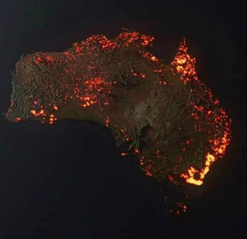 NASA 인공위성 데이터로 본 호주 산불 3D (사진=트위터 캡처)