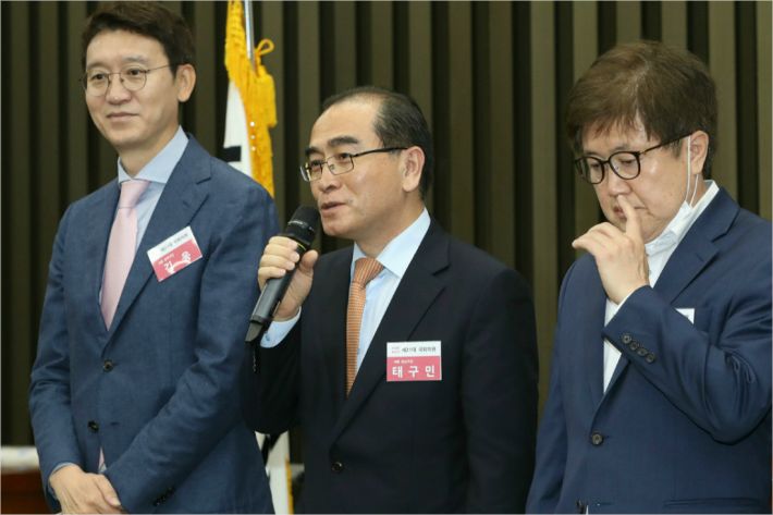 인사말 하는 '초선' 태영호 당선인. (사진=연합뉴스)