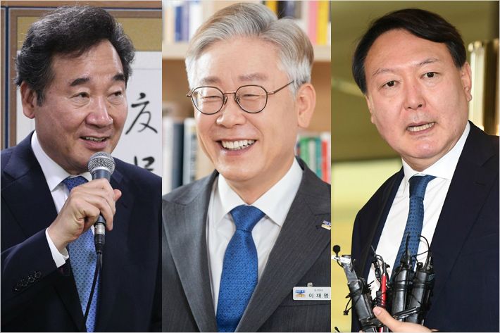 왼쪽부터 더불어민주당 이낙연 의원, 이재명 경기도지사, 윤석열 검찰총장.(사진=윤창원 기자/이한형 기자/연합뉴스)