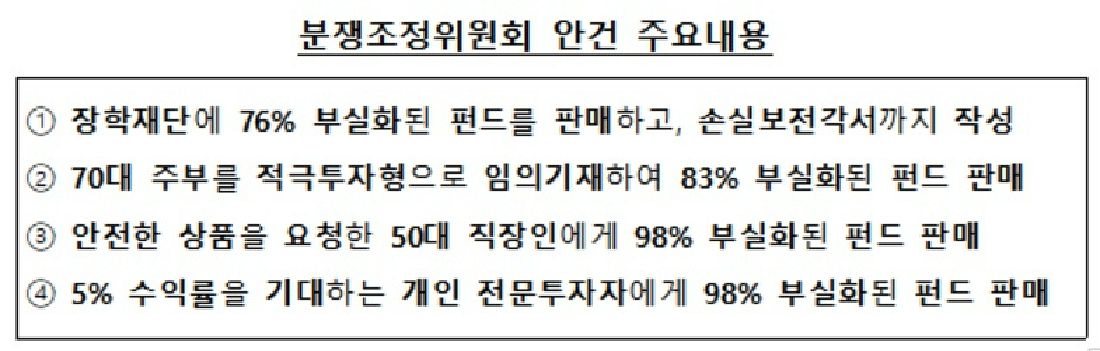 분쟁조정위원회 안건 주요내용. (사진=금감원 제공)