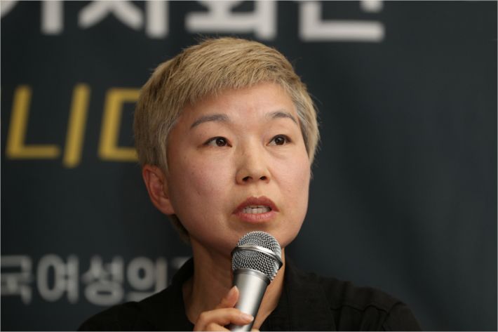 발언하는 김재련 법무법인 온-세상 대표변호사(사진=연합뉴스)