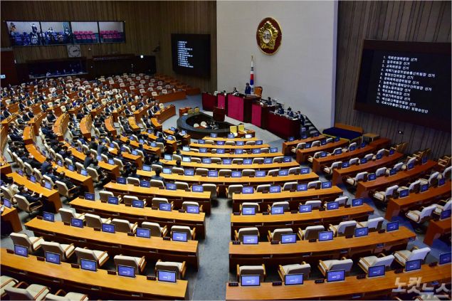 29일 국회 본회의에 미래통합당이 불참한 가운데 예산결산특별위원장 등 11개 상임위원장 선거안이 상정되고 있다. 윤창원기자