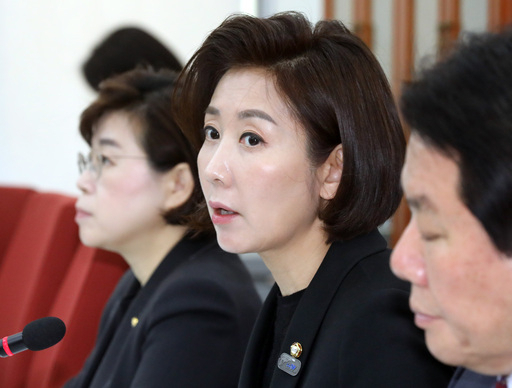 25일 오전 서울 영등포구 여의도 국회에서 나경원 자유한국당 원내대표가 현안관련 기자간담회를 하고 있다.