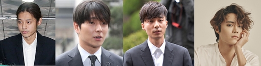 왼쪽부터 가수 정준영, FT아일랜드 전 멤버 최종훈, 가수 로이킴(본명 김상우), 가수 에디킴(본명 김정환).