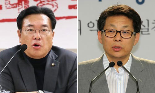 자유한국당 정진석 의원(왼쪽 사진)과 차명진 전 의원. 연합뉴스