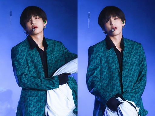 방탄소년단 뷔가 ‘싱귤래리티’ 후반부에 롱재킷을 벗어던지는 장면