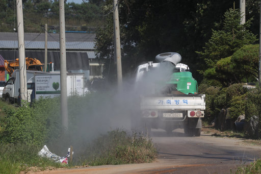 18일 경기도 연천군의 한 양돈농가에서 아프리카돼지열병(ASF)이 발생해 방역당국이 소독작업을 벌이고 있다. 연합뉴스