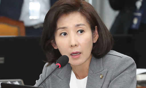 나경원 자유한국당 원내대표가 지난 1일 오후 서울 여의도 국회에서 열린 운영위원회 국정감사에서 노영민 청와대 비서실장에게 질의를 하고 있다. 뉴시스