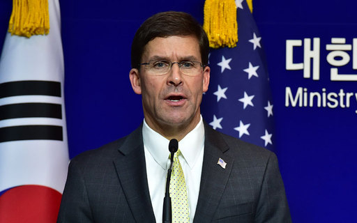 마크 에스퍼 미 국방부 장관이 15일 제51차 한·미 안보협의회(SCM) 고위회담을 마친 뒤 공동 기자회견을 하고 있다. 사진공동취재단