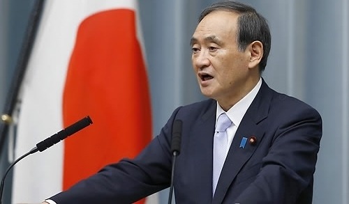 스가 요시히데 일본 관방장관. 도쿄=EPA연합