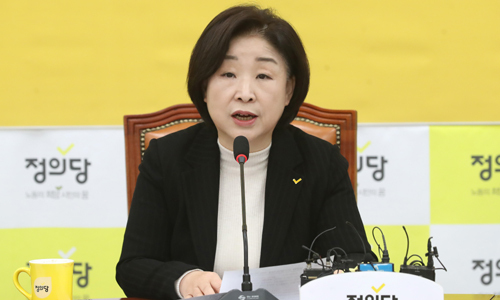 심상정 정의당 대표가 2일 오전 서울 여의도 국회에서 열린 상무위원회의에서 모두발언을 하고 있다. 뉴스1