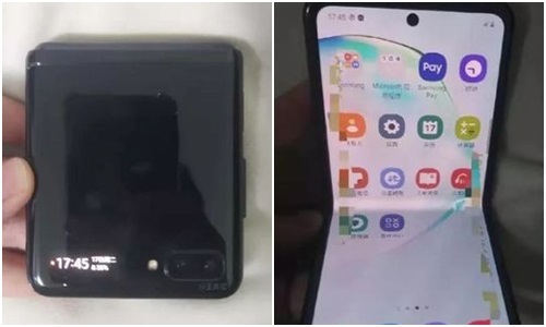 지난 연말 중국 SNS 웨이보를 통해 확산된 삼성전자의 새 폴더블 스마트폰 실물 추정 이미지.