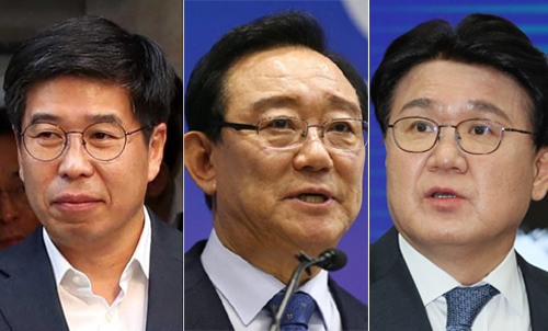 백원우(왼쪽부터), 송철호, 황운하