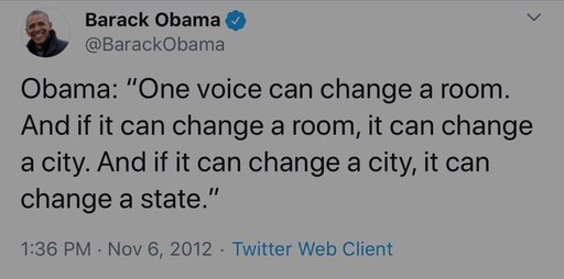 오바마 전 대통령의 2012년 11월 트위터 게시글 캡처