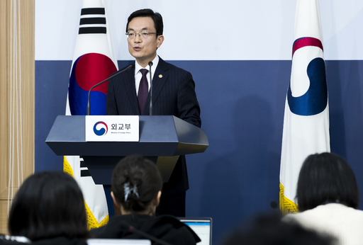 조세영 외교부 1차관이 6일 오후 서울 종로구 정부서울청사 별관에서 발언하고 있다.뉴스1