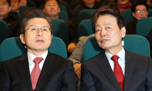 미래통합당 황교안 대표(왼쪽), 미래한국당 한선교 대표. 연합뉴스