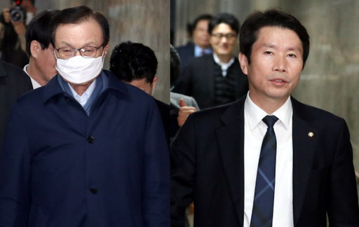 이해찬 더불어민주당 대표(왼쪽)와 이인영 원내대표가 지난 10일 서울 여의도 국회에서 열린 비공개 의원총회에 참석하고 있다. 뉴스1