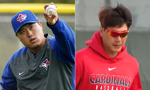 류현진(왼쪽), 김광현