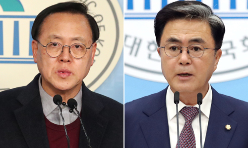 이명수(왼쪽), 김태흠