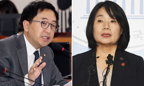 금태섭 더불어민주당 전 의원(왼쪽)과 윤미향 더불어민주당 의원 . 뉴스1·연합뉴스