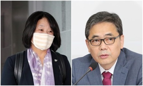 윤미향 더불어민주당 의원(왼쪽)과 곽상도 미래통합당 의원. 연합뉴스