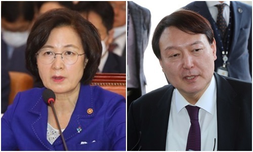 추미애 법무부 장관과 윤석열 검찰총장. 연합뉴스