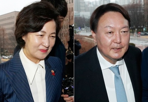 추미애 법무부 장관(왼쪽)과 윤석열 검찰총장. 연합뉴스