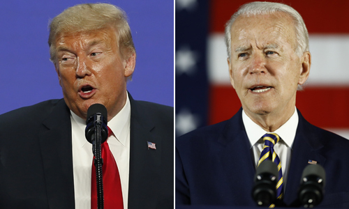 미 대선 후보인 도널드 트럼프 미국 대통령(왼쪽)과 조 바이든 전 미국 부통령