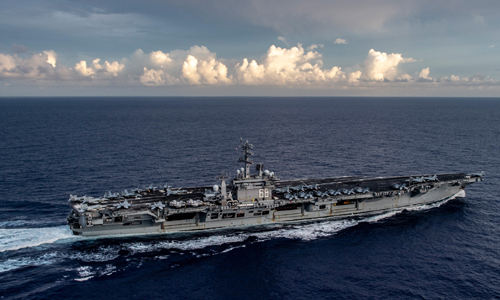 해상에서 작전활동 중인 니미츠호(CVN-68·사진)의 모습. 미해군 제공