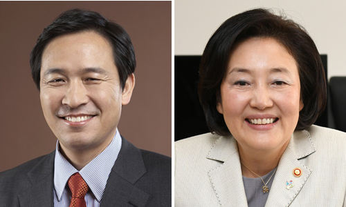 우상호(왼쪽), 박영선